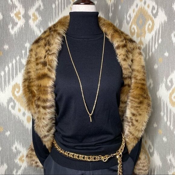 Brown Black Scarf Faux Fur Cheetah Leopard Furry Scarf Neck  The Limited Cheetah Print Faux Fur Stole Scarf
